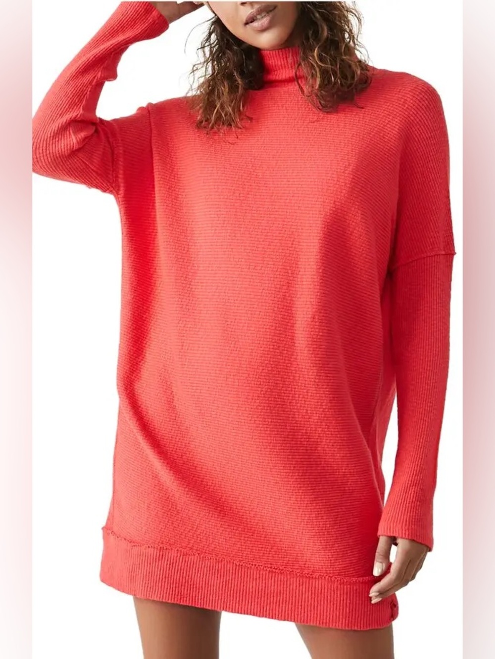 We the Free Casey Rib Tunic Sweater, Fiery Red, XL